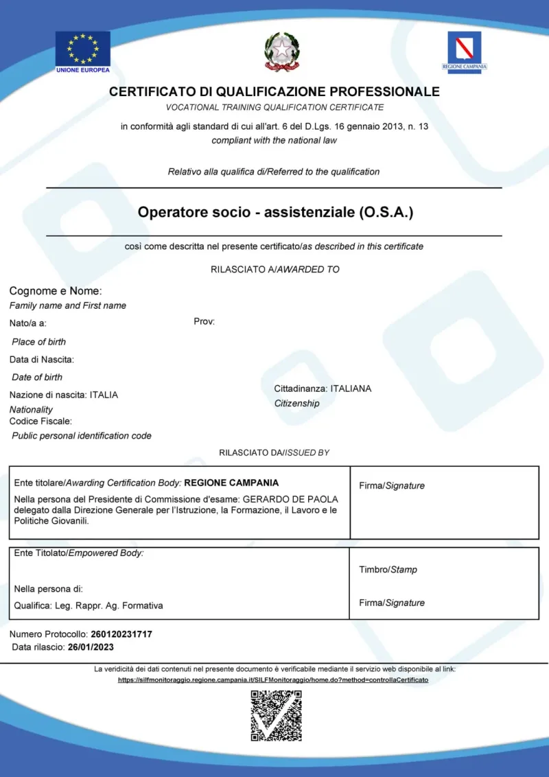 Approfondimento su Corso OSA Operatore Socio - Assistenziale